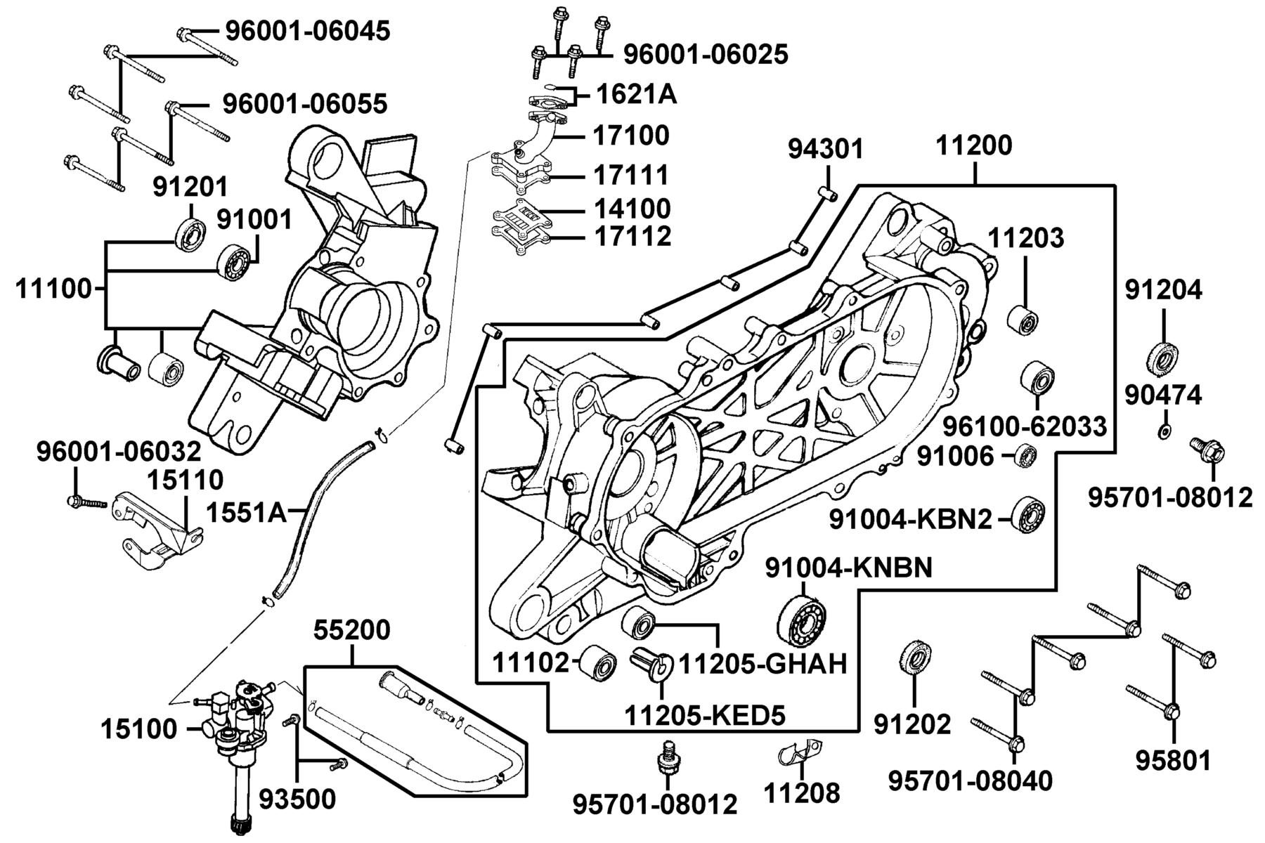 LIKE 50(2013~) Crank Case parts diagram